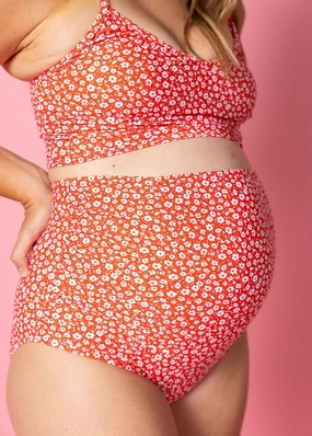 Red Ditsy Floral | Maternity Bottoms
