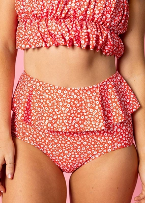 Red Ditsy Floral | Peplum Bottoms
