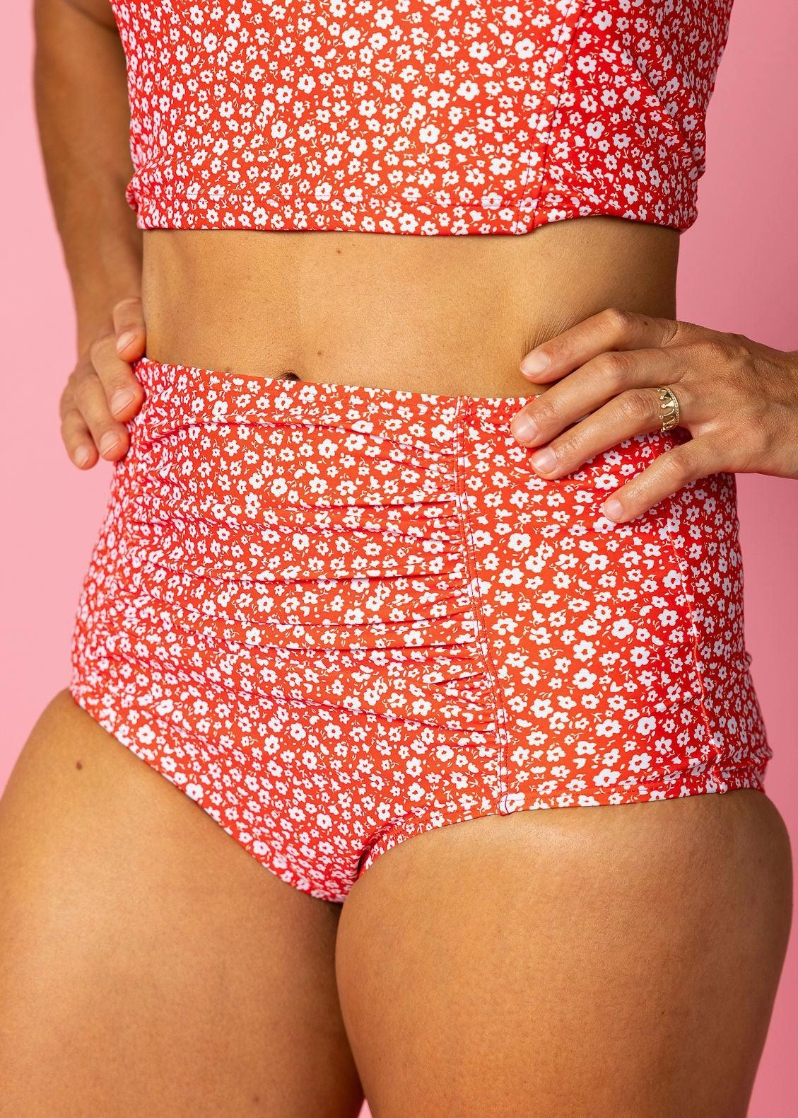 Red Ditsy Floral | Ruched Bottoms 2.0