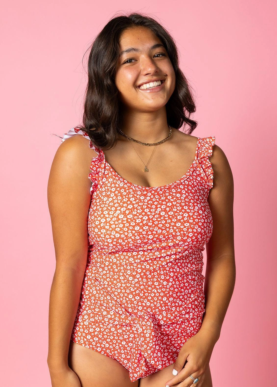 Red Ditsy Floral | Tie-Up-Front Bottoms