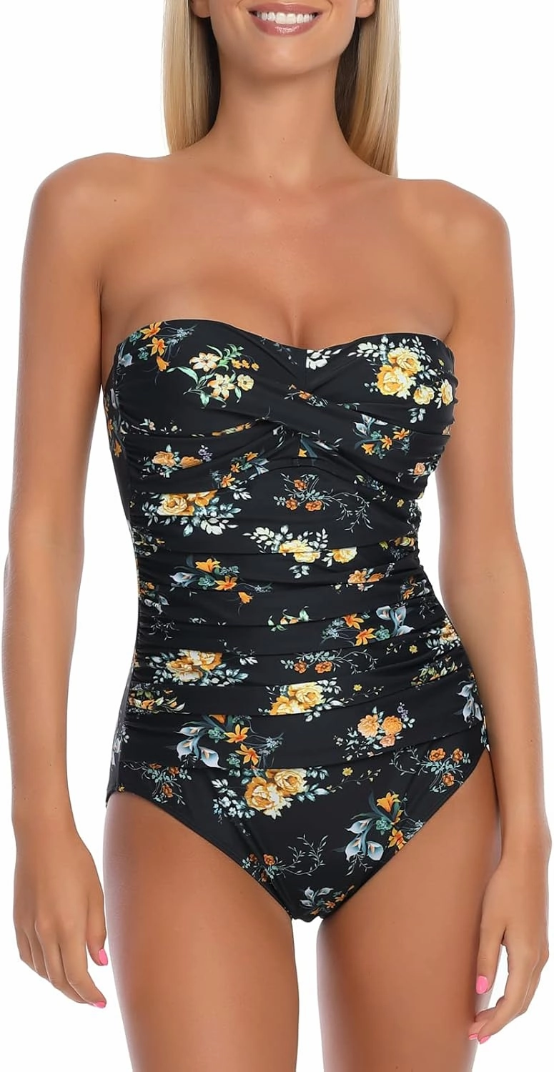 RELLECIGA Women's Strapless One Piece Swimsuit