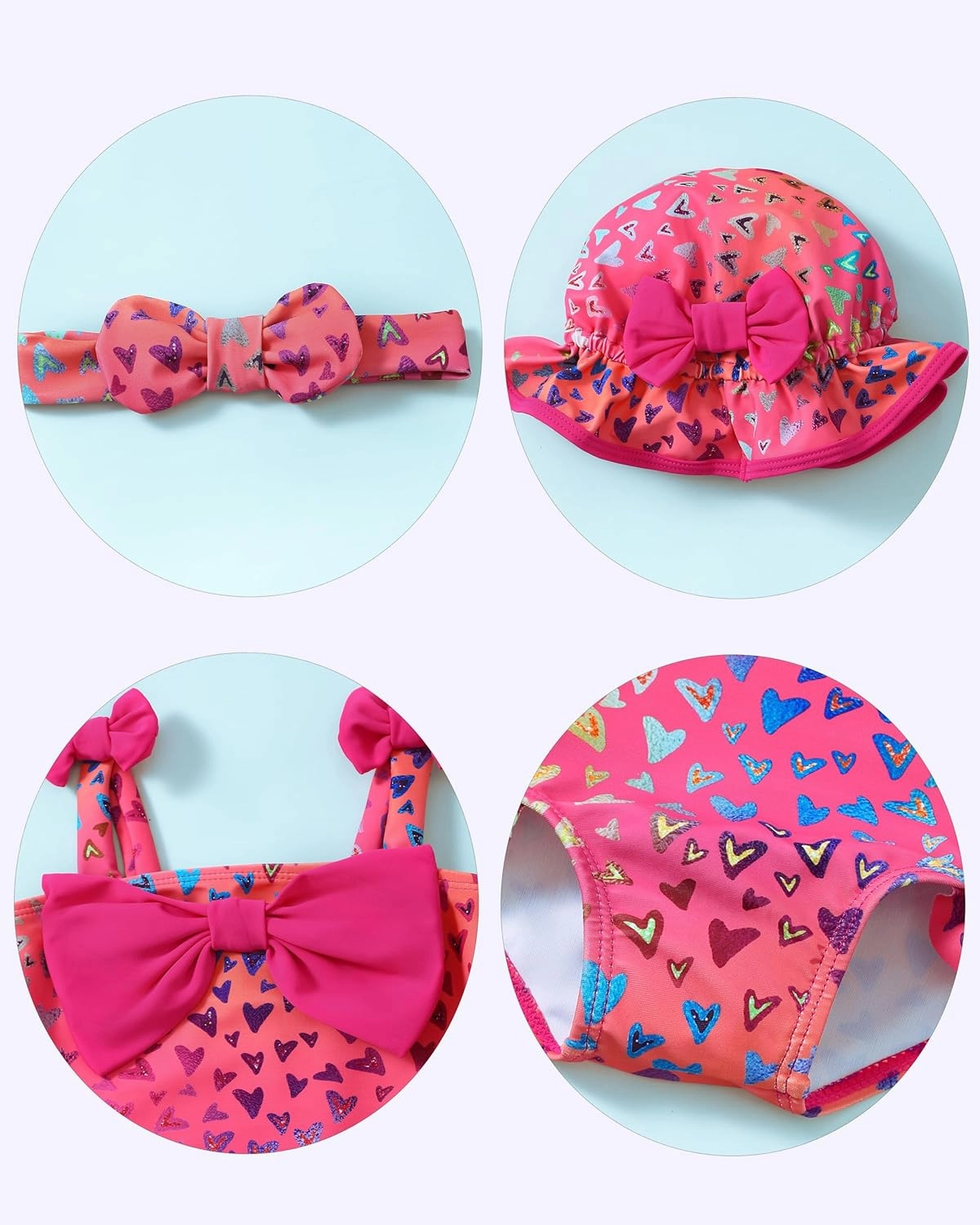 Renotemy Baby Girl Swimsuit Infant Bathing Suit Swimwear Sleeveless Bikini Tankini Toddler Girl One-Piece Swimsuit with Hat