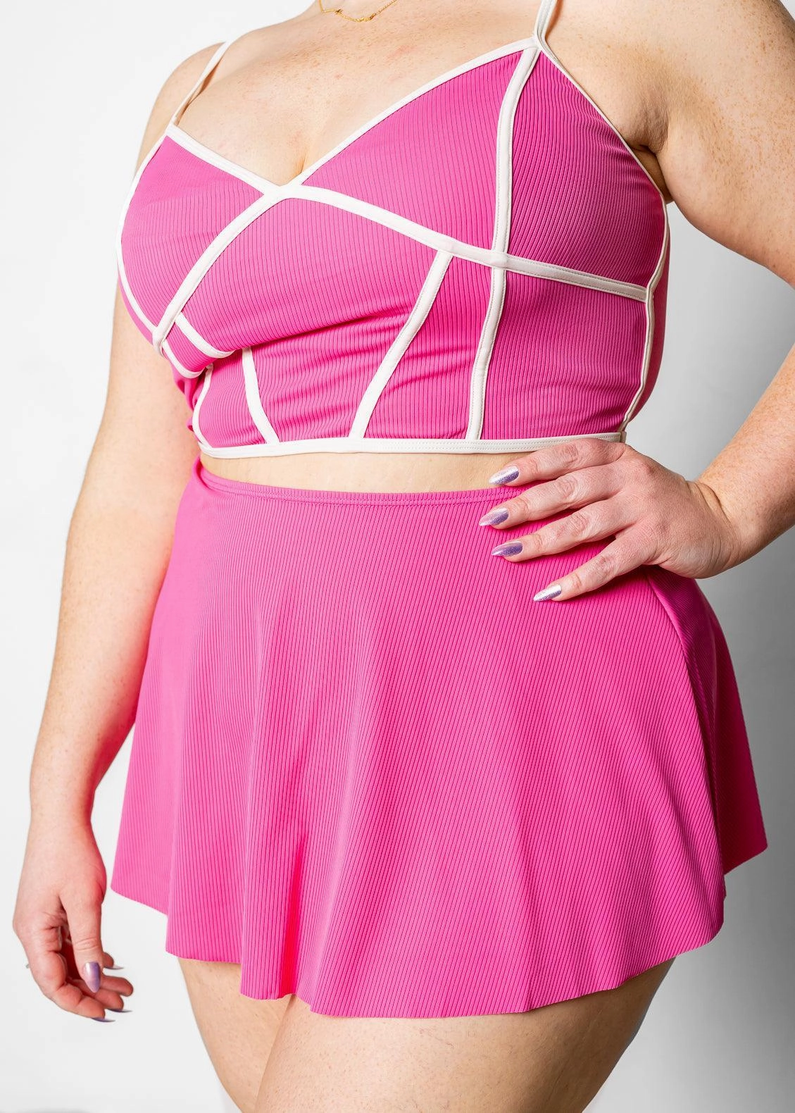 Ribbed Azalea Pink | Detached Short Skirt