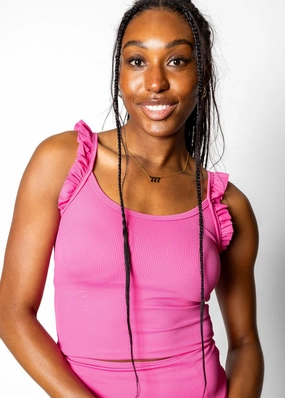 Ribbed Azalea Pink | Flutter Top