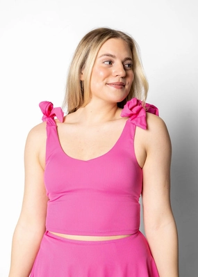 Ribbed Azalea Pink | Knot Top
