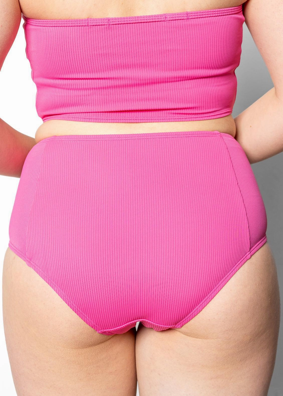 Ribbed Azalea Pink | Mid-Rise Bottoms