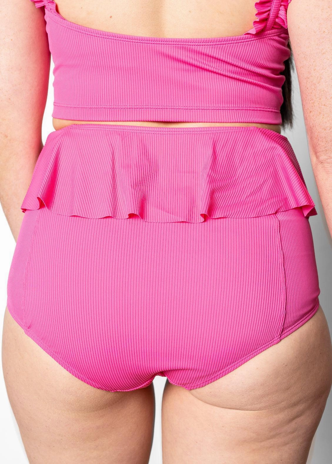 Ribbed Azalea Pink | Peplum Bottoms