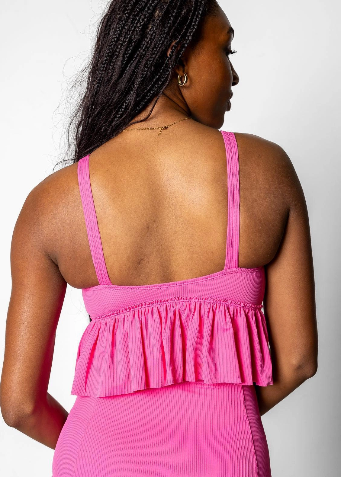 Ribbed Azalea Pink | V-Neck Top