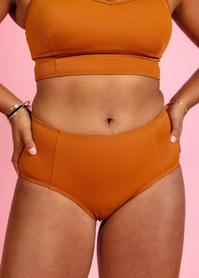 Ribbed Caramel | Mid-Rise Bottoms
