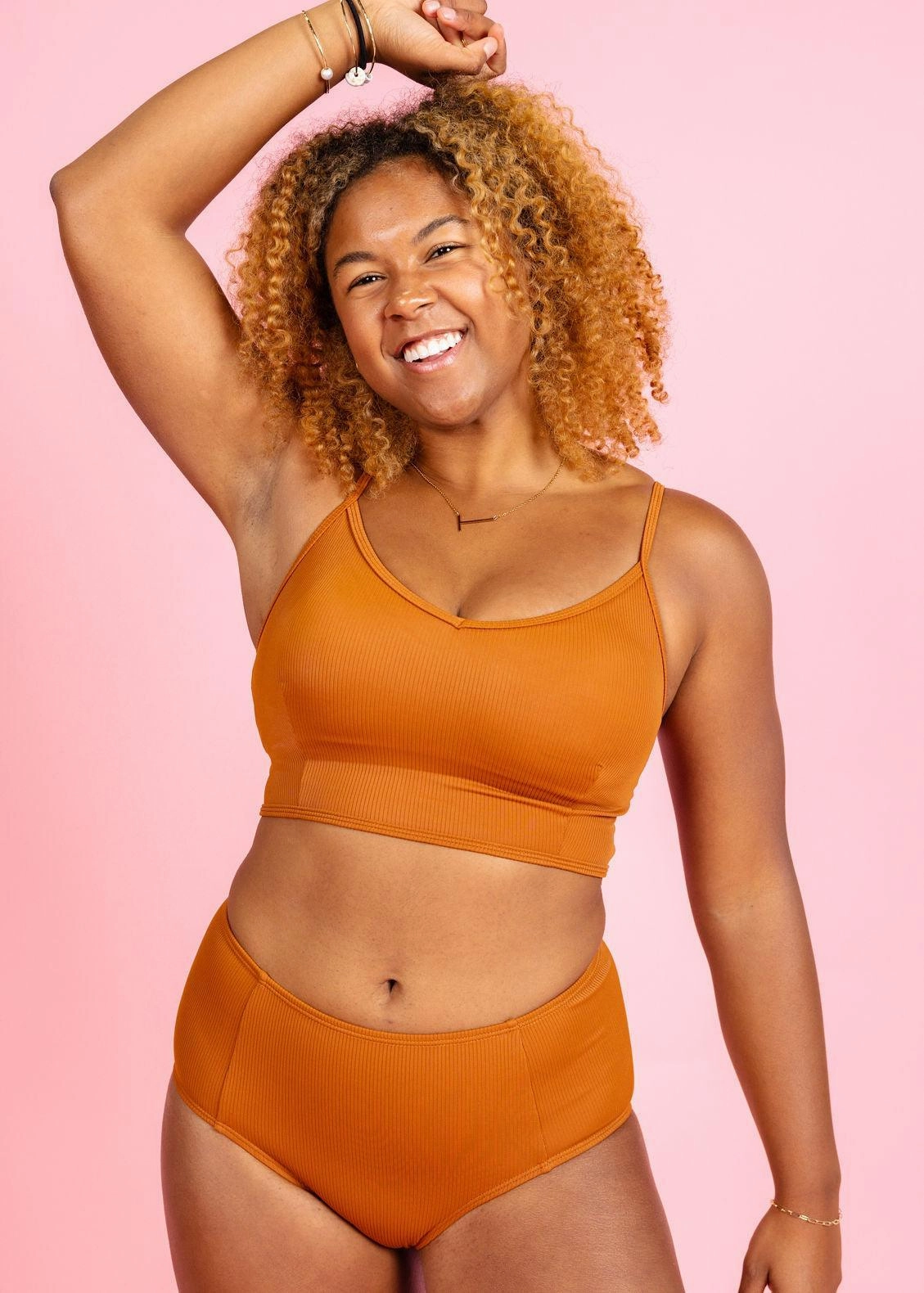 Ribbed Caramel | Mid-Rise Bottoms