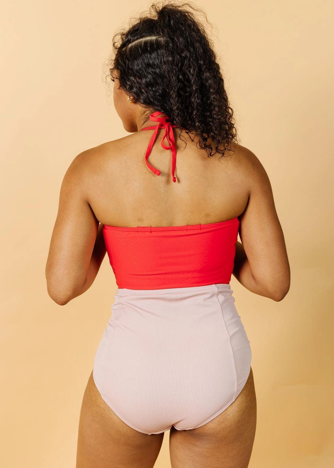 Ribbed Light Mauve | High-Waisted Bottoms