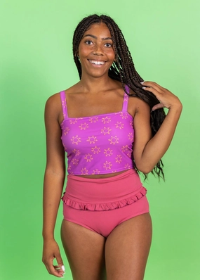 Ribbed Roseate | Mid-Ruffle Bottoms
