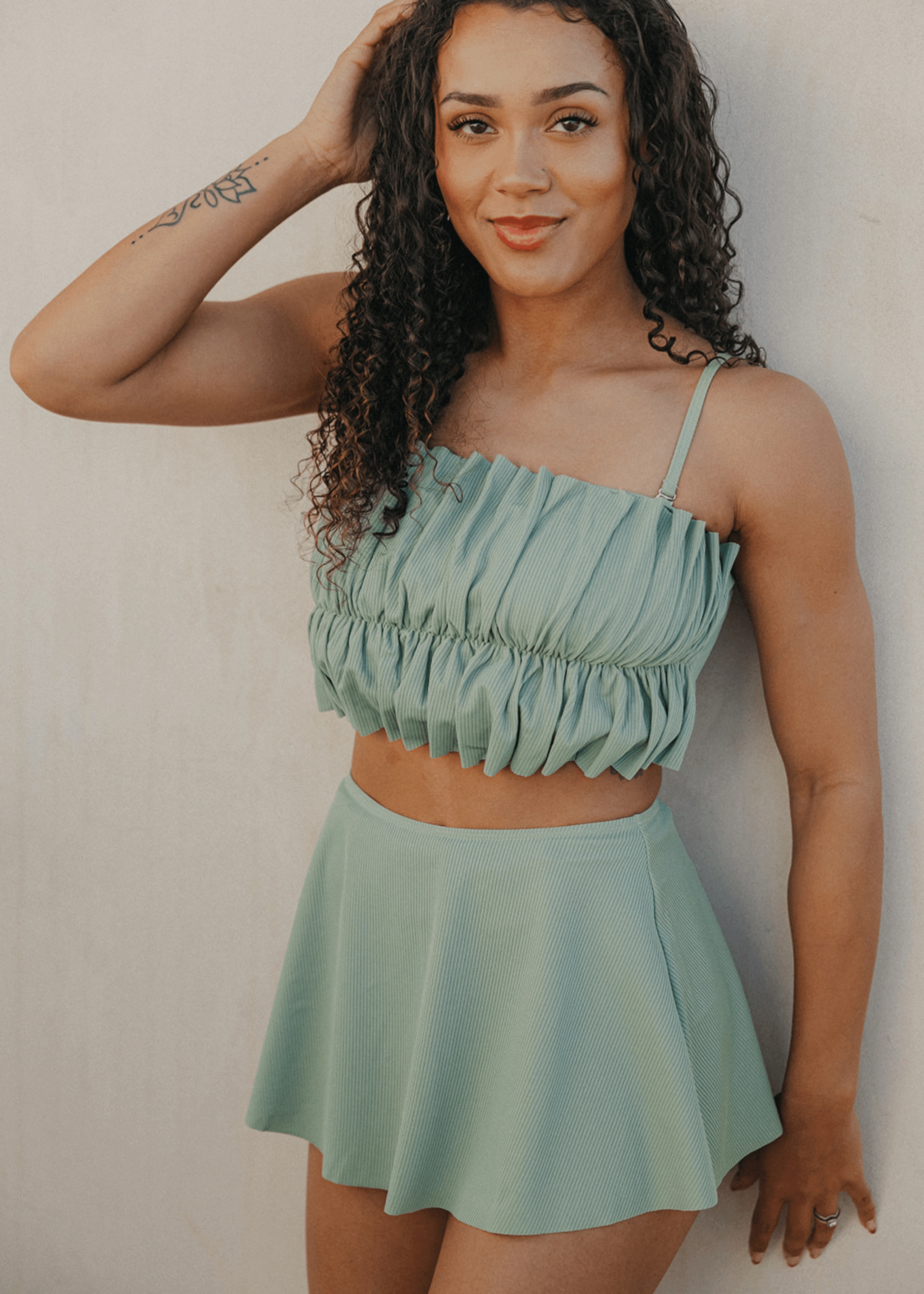 Ribbed Sage | Detached Short Skirt