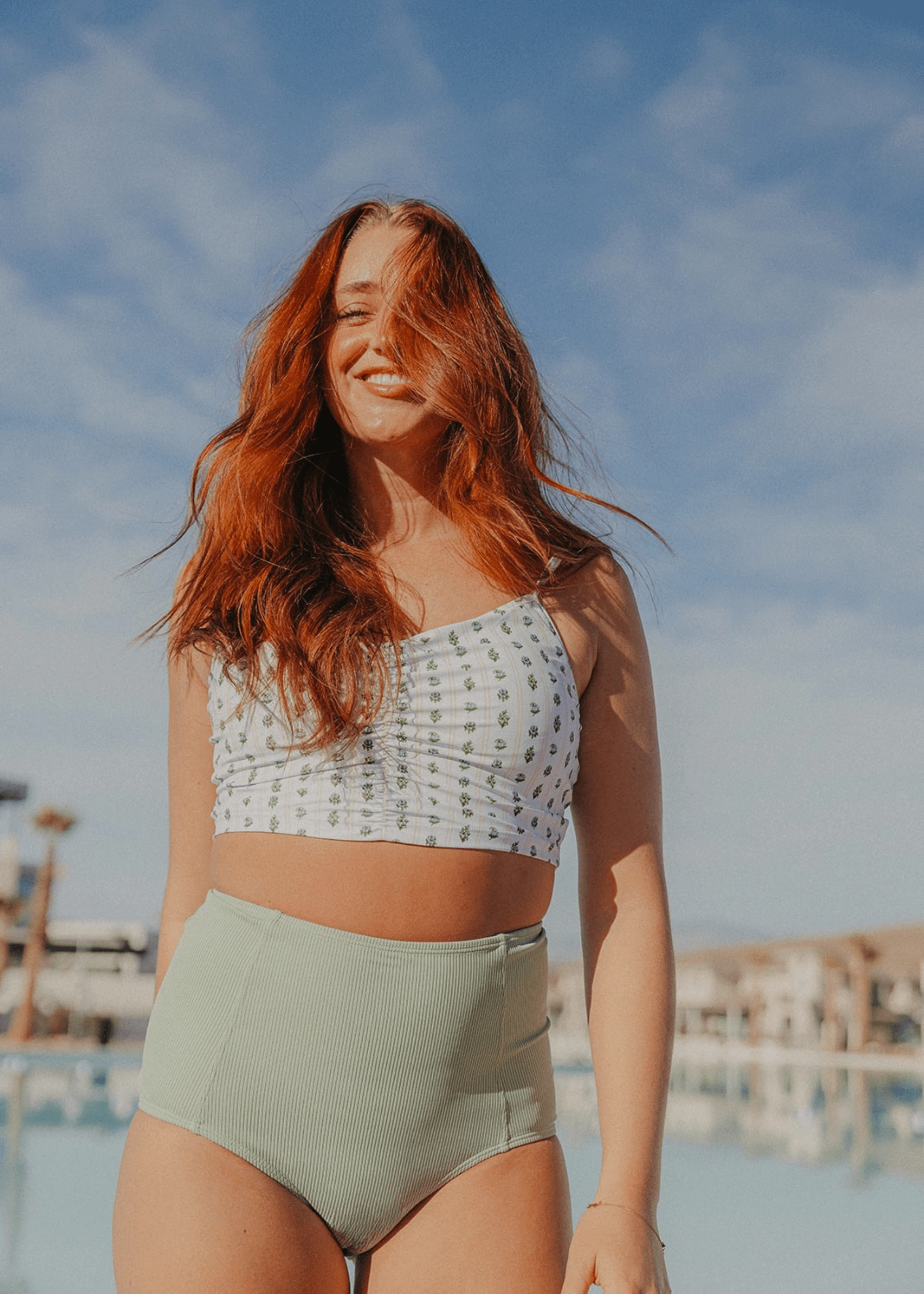 Ribbed Sage | High-Waisted Bottoms