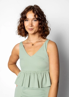Ribbed Sage | V-Neck Top