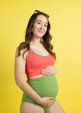 Ribbed Spring Green | Maternity Bottoms