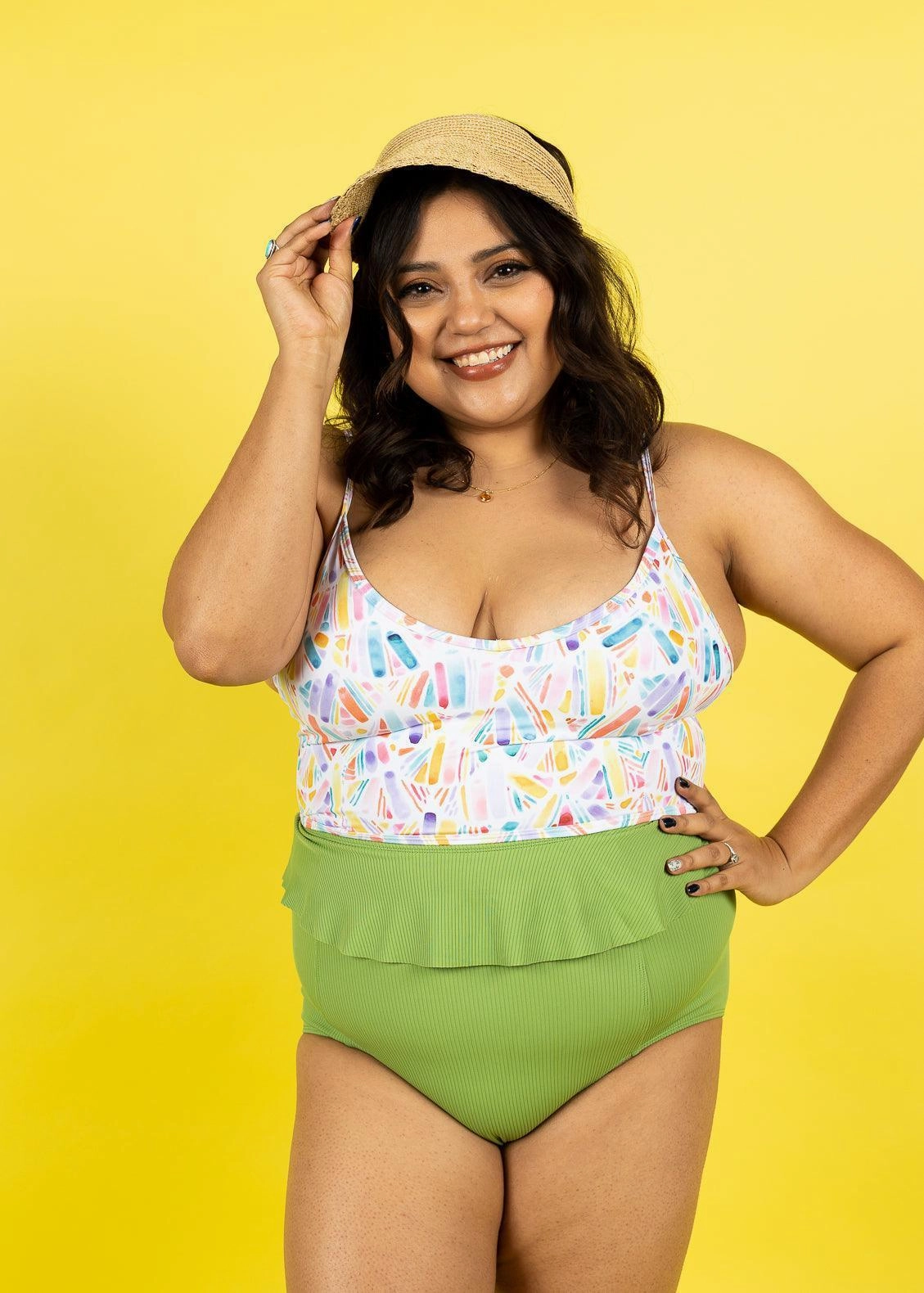 Ribbed Spring Green | Peplum Bottoms