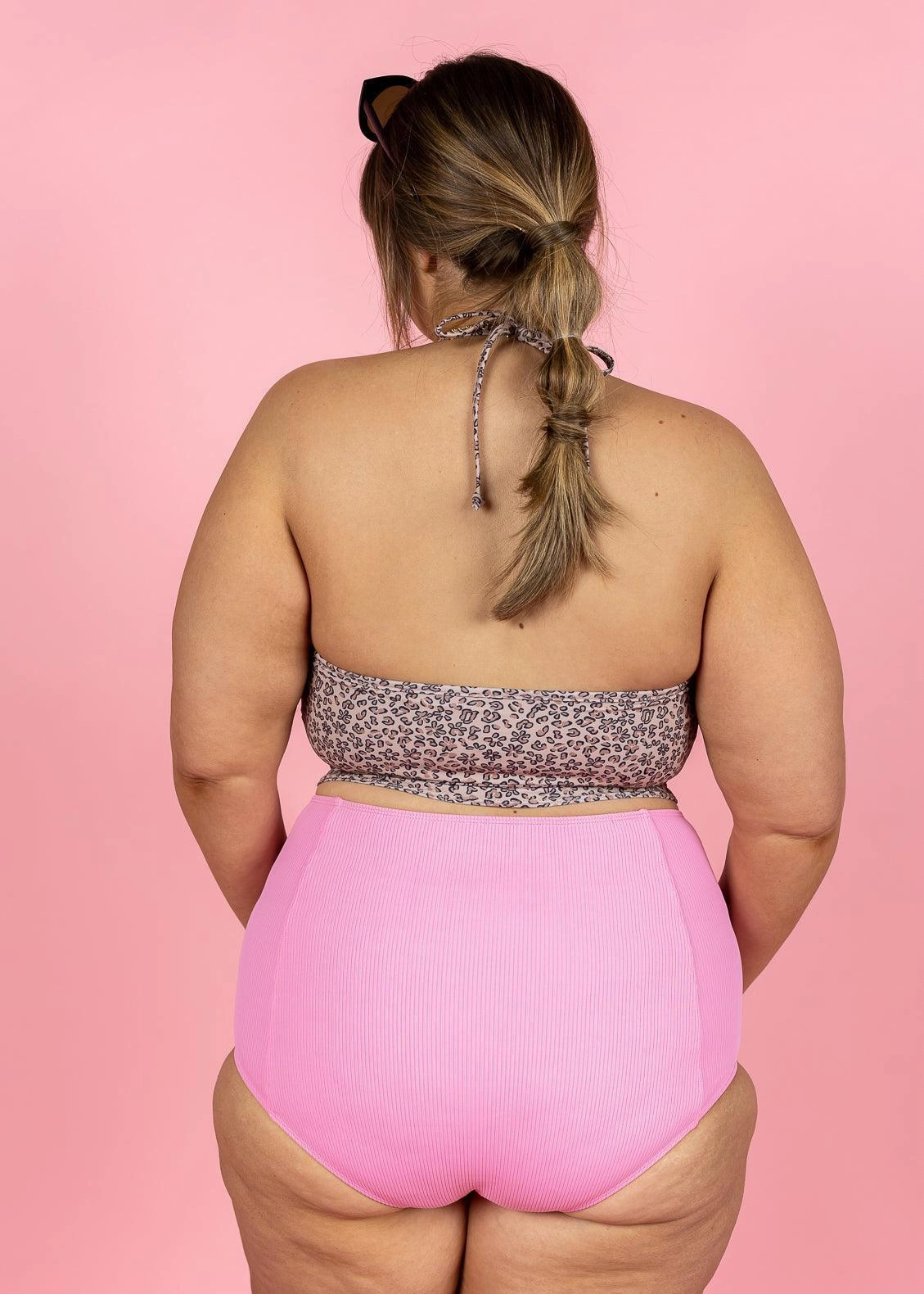 Ribbed Sweet Pink | Extended High-Waisted Bottoms