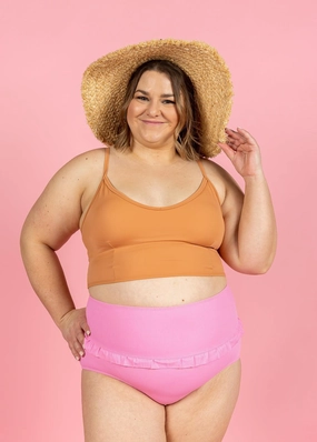 Ribbed Sweet Pink | Mid-Ruffle Bottoms