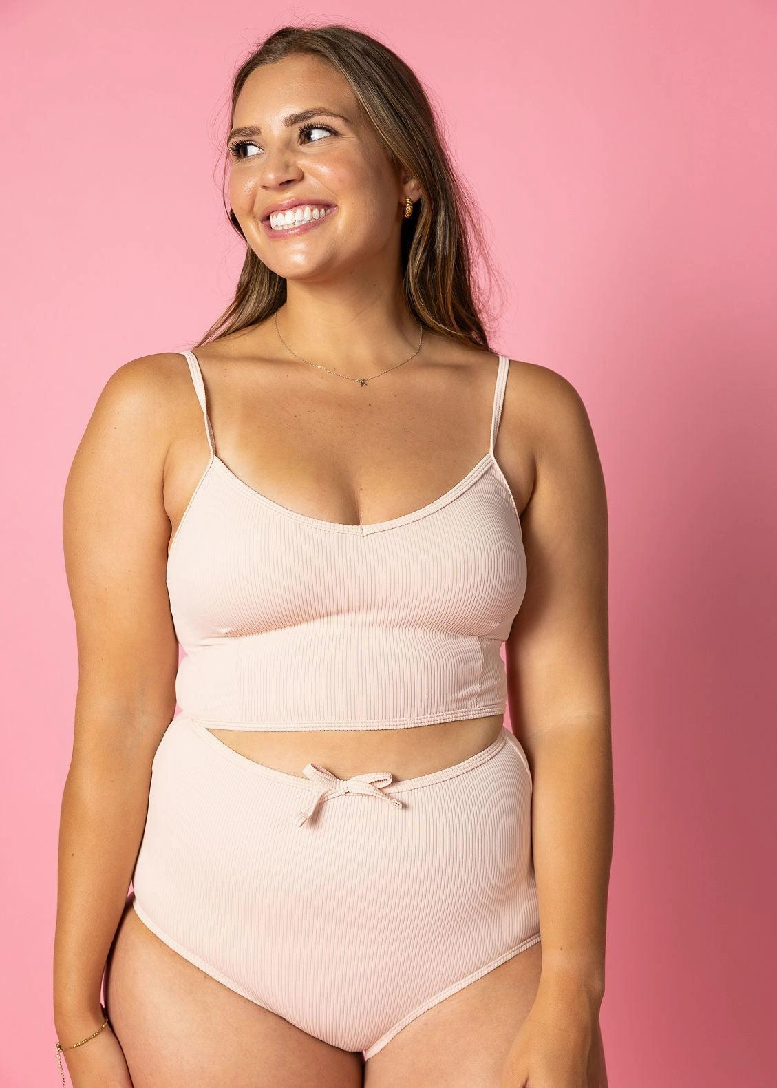 Ribbed Whipped Peach | Bow Bottoms