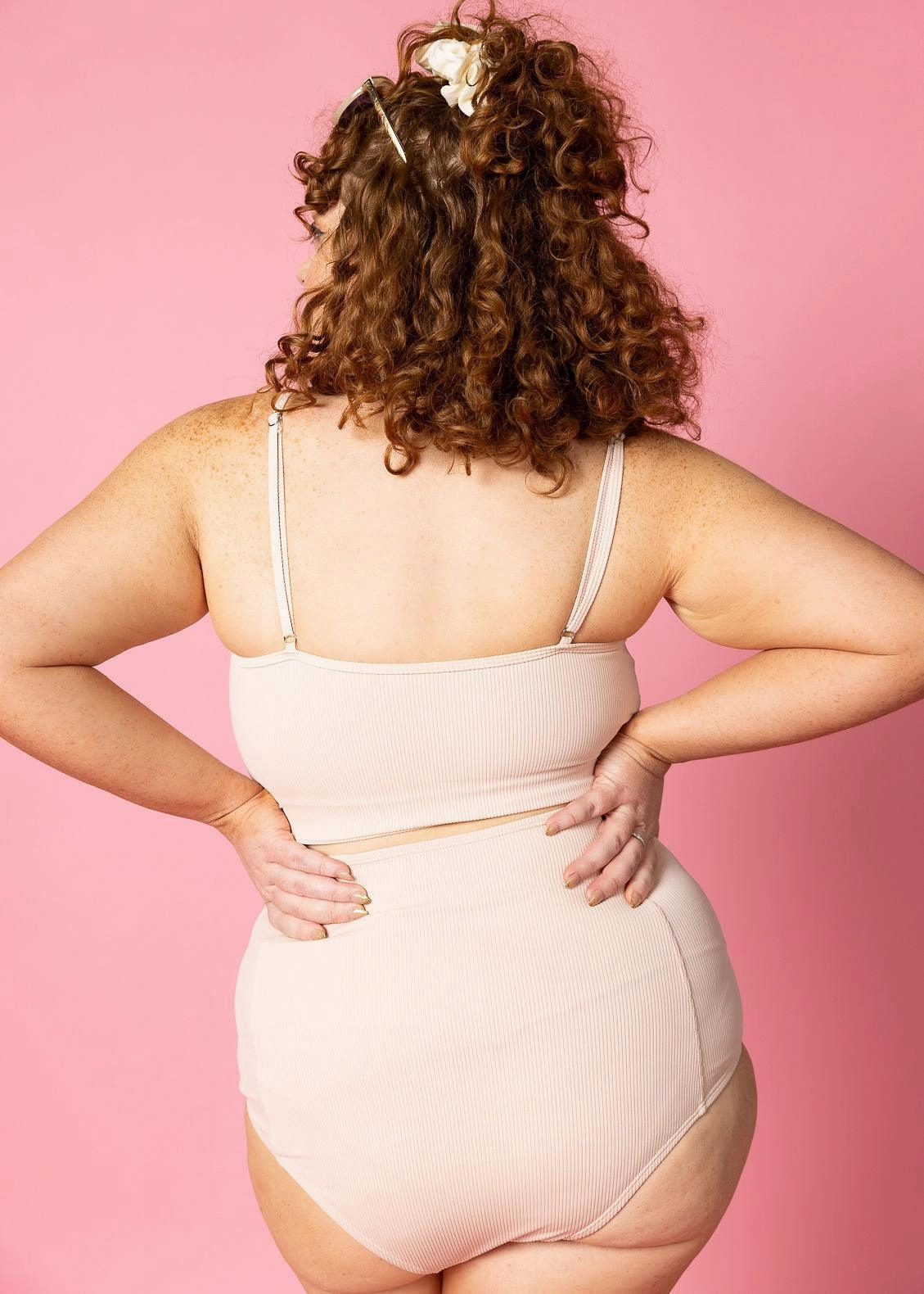 Ribbed Whipped Peach | High-Waisted Bottoms