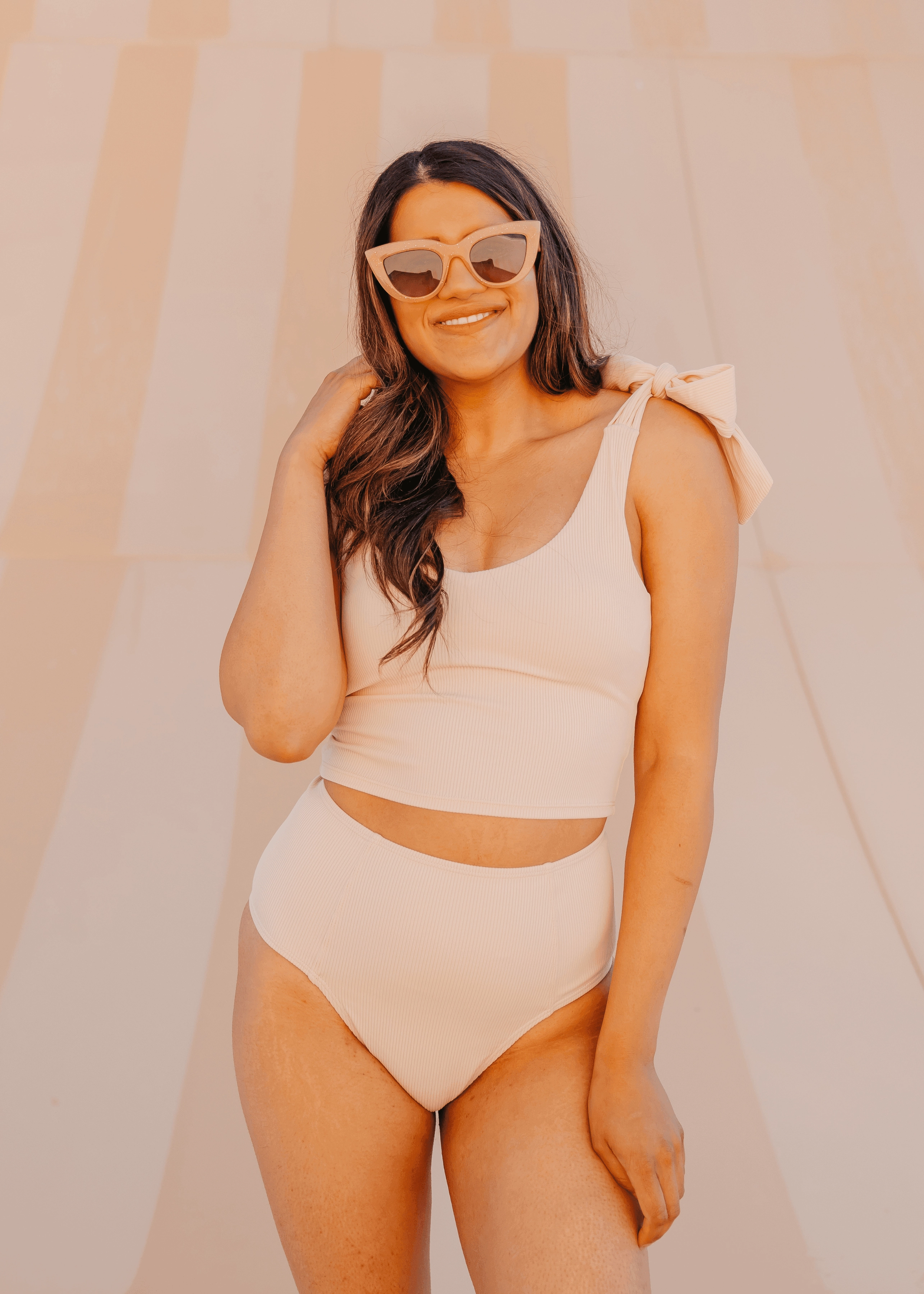 Ribbed Whipped Peach | High-Waisted Bottoms