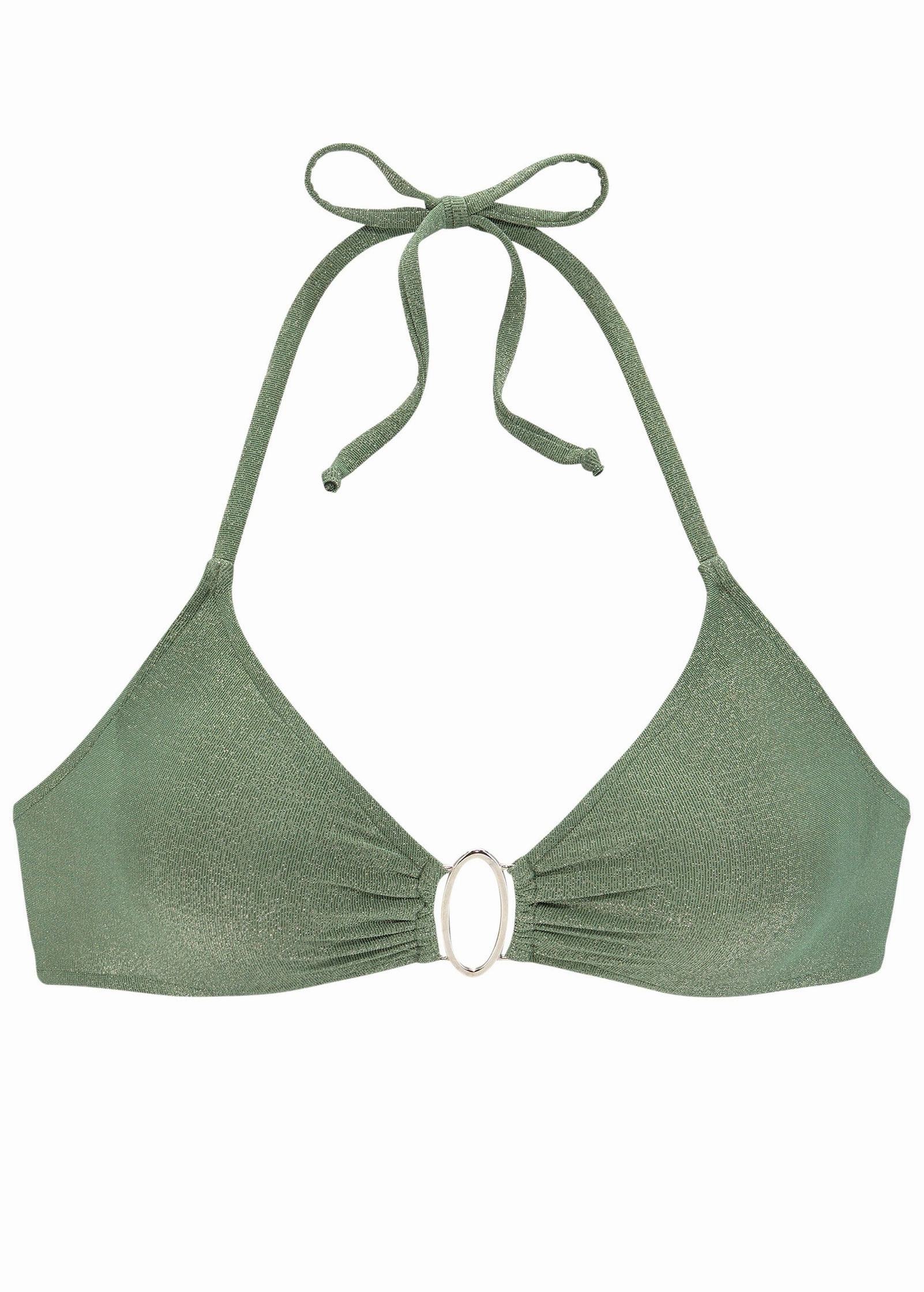 Ring Front Bikini Top - Olive Green Multi
