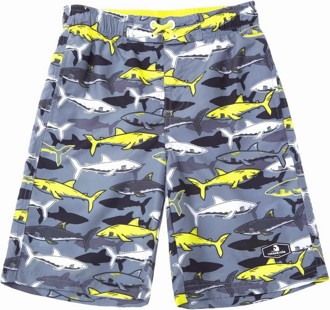 Rokka&Rolla Boys' Swim Trunks UPF 50  Quick Dry Bathing Suit Swimwear Beach Shorts with Mesh Lining