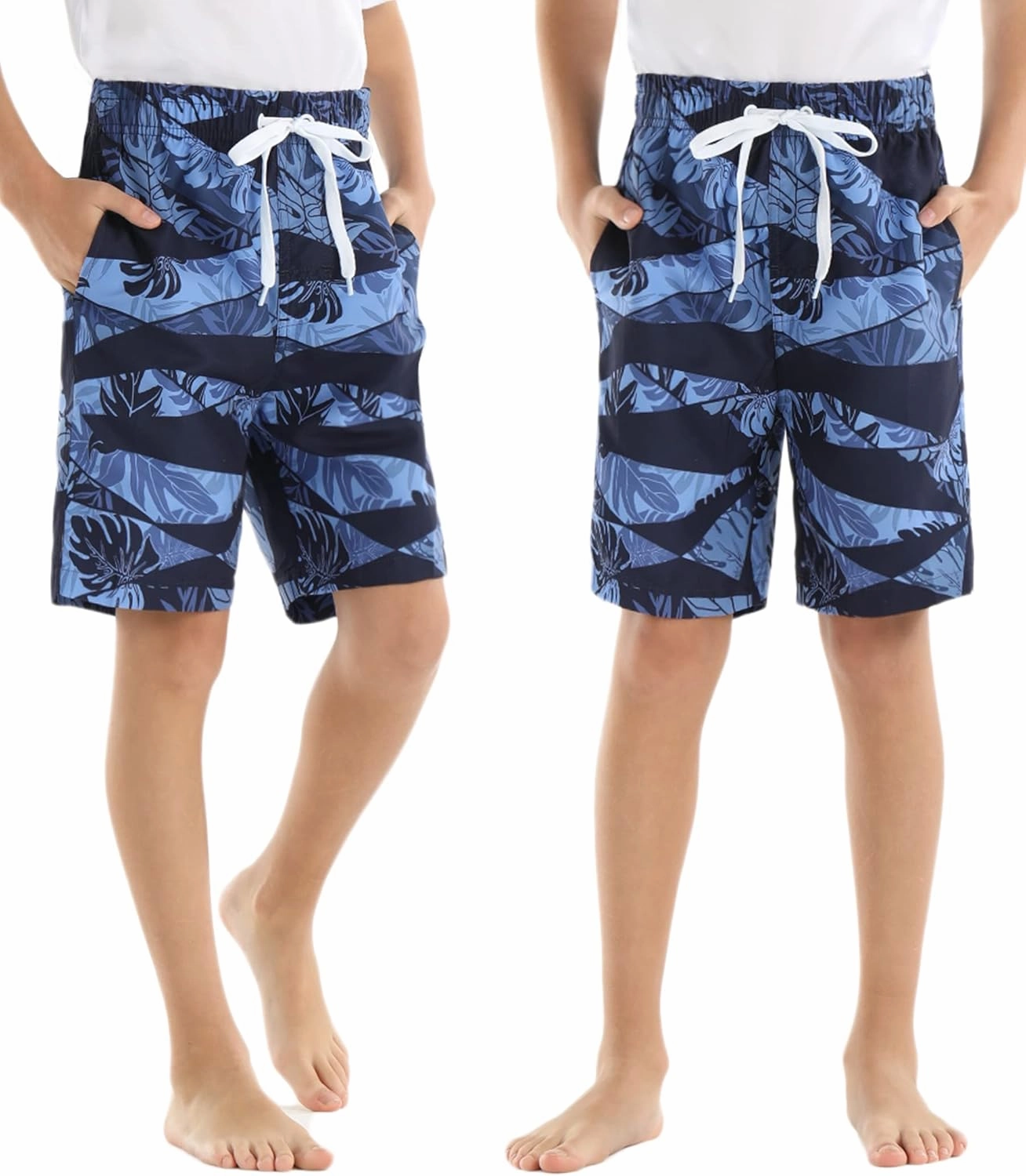 Rolimaka 3 Pack Boy's Swim Trunks Kid Board Shorts with Mesh Lining Youth Swimwear