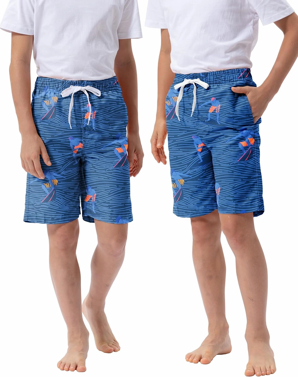 Rolimaka 3 Pack Boy's Swim Trunks Kid Board Shorts with Mesh Lining Youth Swimwear