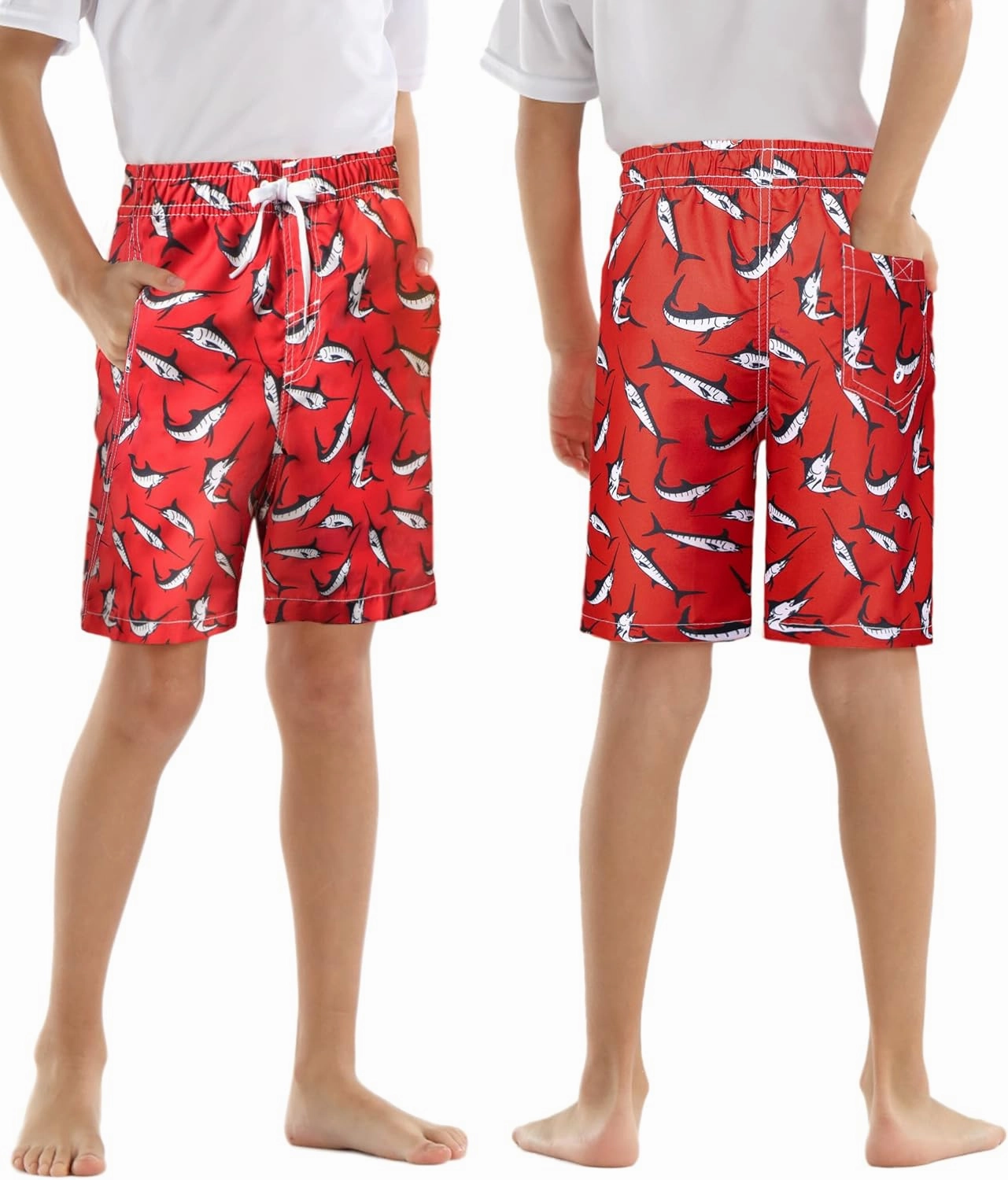 Rolimaka 3 Pack Boy's Swim Trunks Kid Board Shorts with Mesh Lining Youth Swimwear