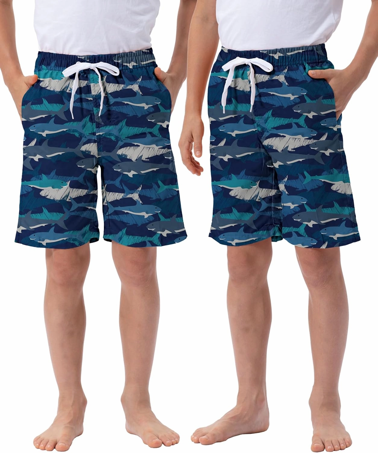 Rolimaka 3 Pack Boy's Swim Trunks Kid Board Shorts with Mesh Lining Youth Swimwear