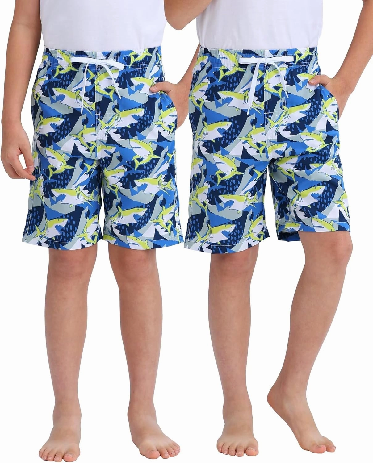 Rolimaka 3 Pack Boy's Swim Trunks Kid Board Shorts with Mesh Lining Youth Swimwear