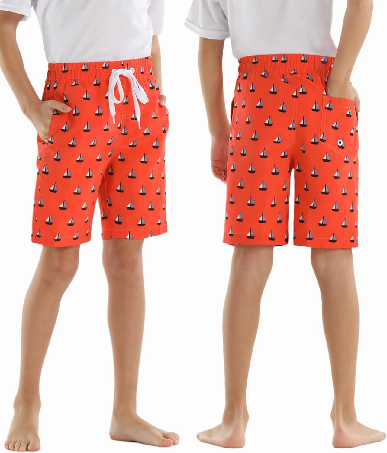 Rolimaka 3 Pack Boy's Swim Trunks Kid Board Shorts with Mesh Lining Youth Swimwear