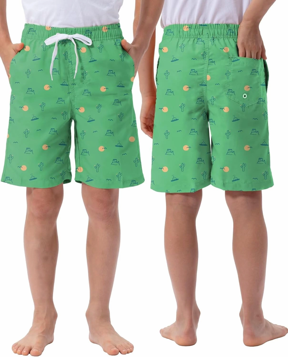 Rolimaka 3 Pack Boy's Swim Trunks Kid Board Shorts with Mesh Lining Youth Swimwear