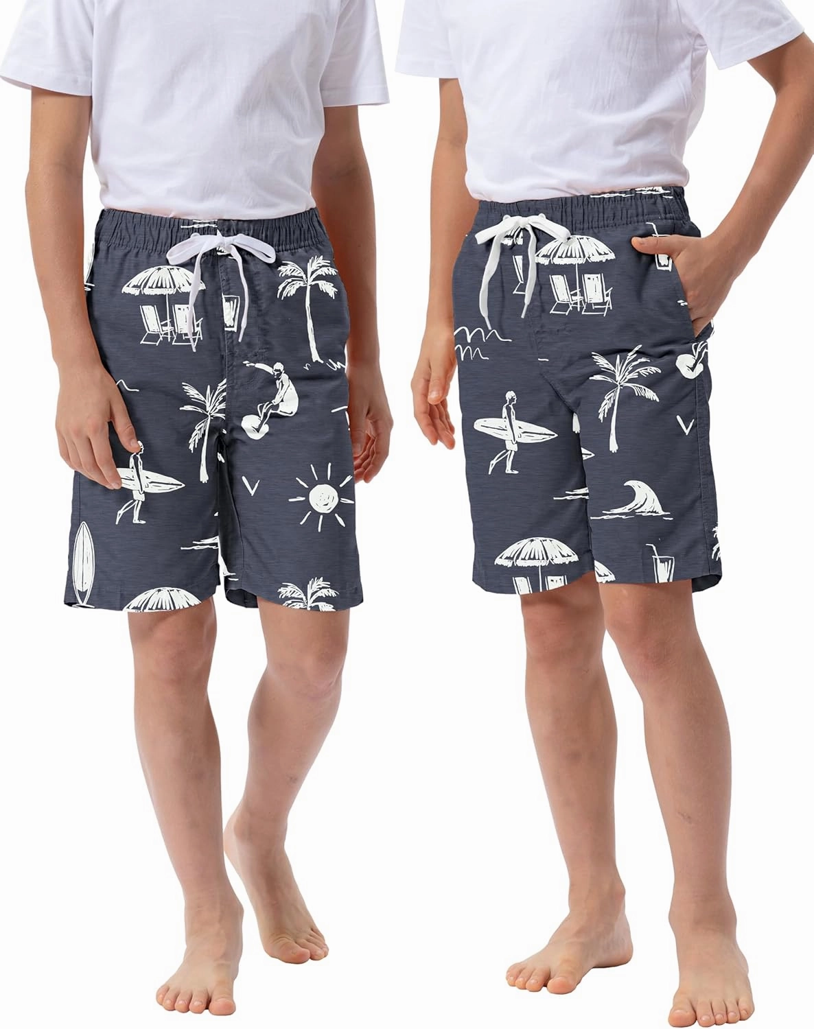 Rolimaka 3 Pack Boy's Swim Trunks Kid Board Shorts with Mesh Lining Youth Swimwear