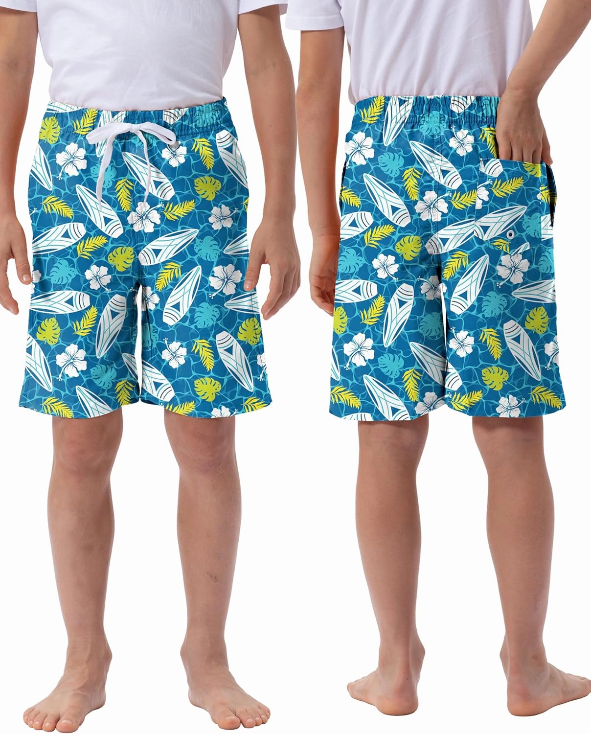 Rolimaka 3 Pack Boy's Swim Trunks Kid Board Shorts with Mesh Lining Youth Swimwear