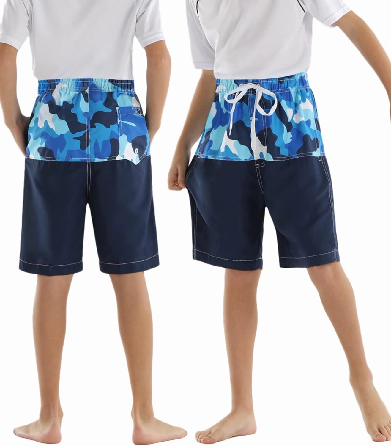 Rolimaka 3 Pack Boy's Swim Trunks Kid Board Shorts with Mesh Lining Youth Swimwear