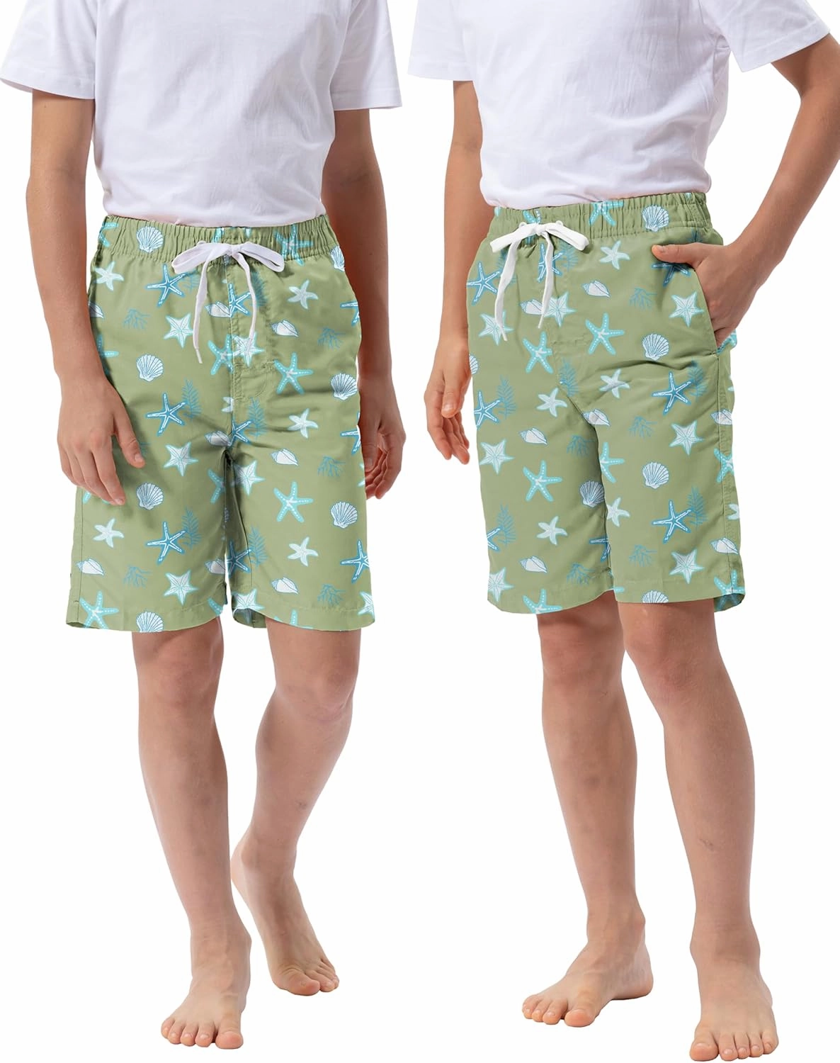 Rolimaka 3 Pack Boy's Swim Trunks Kid Board Shorts with Mesh Lining Youth Swimwear