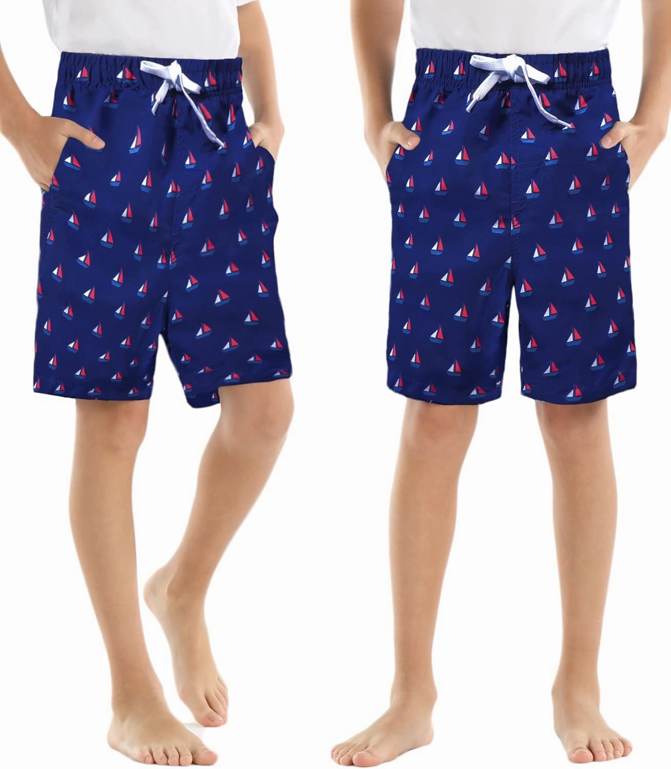 Rolimaka 3 Pack Boy's Swim Trunks Kid Board Shorts with Mesh Lining Youth Swimwear