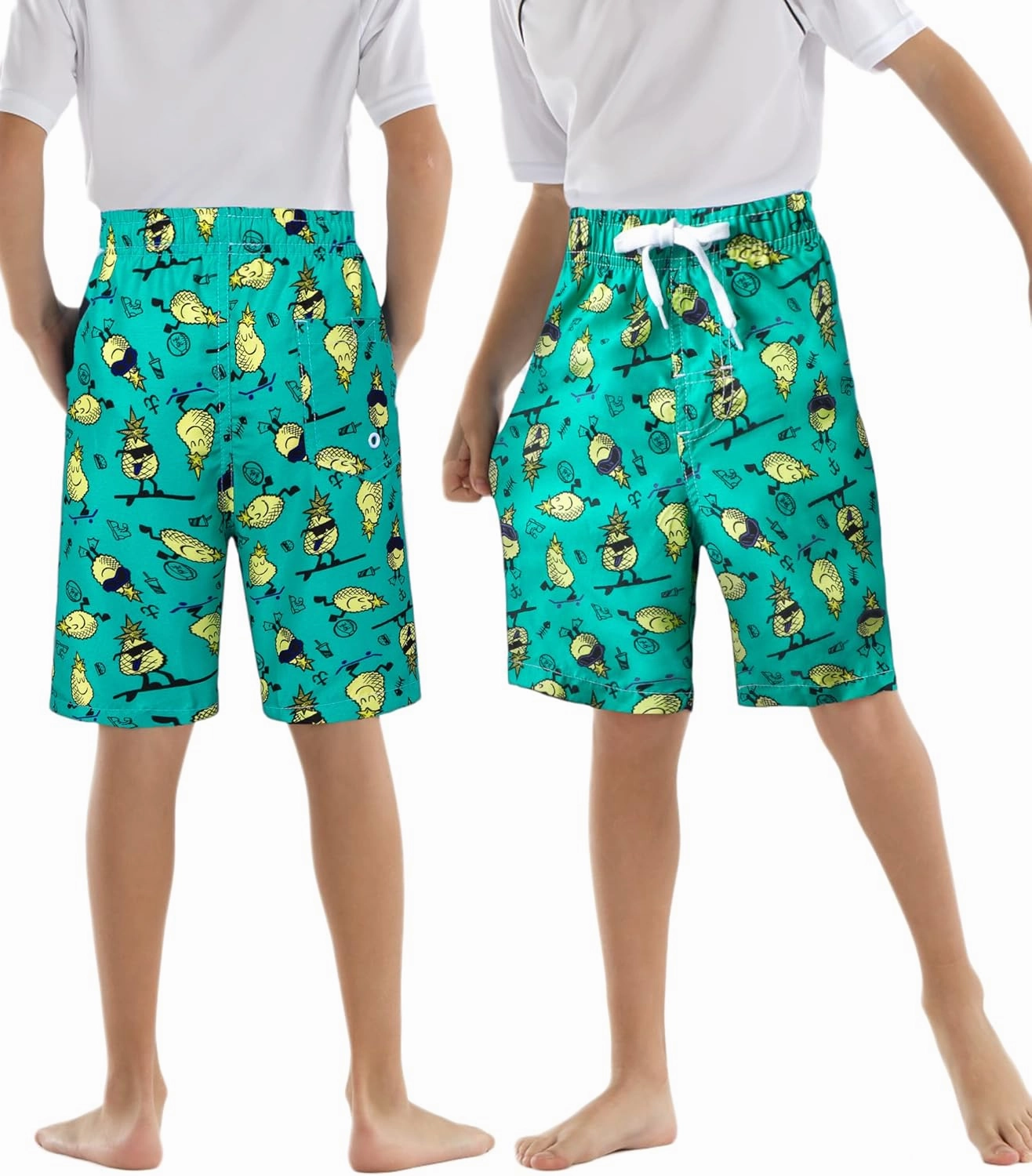 Rolimaka 3 Pack Boy's Swim Trunks Kid Board Shorts with Mesh Lining Youth Swimwear