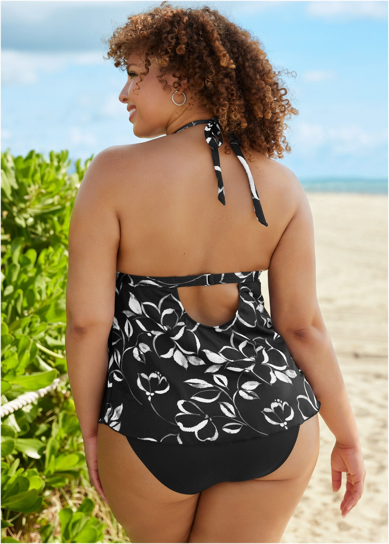 Ruched Goddess Tankini Top - Nighttime Blooms