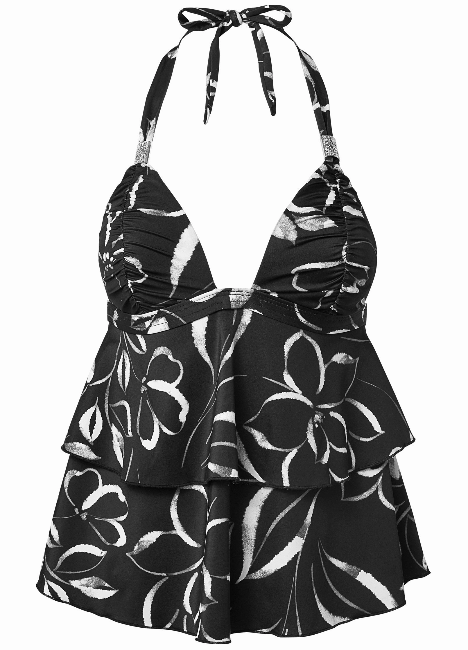 Ruched Goddess Tankini Top - Nighttime Blooms
