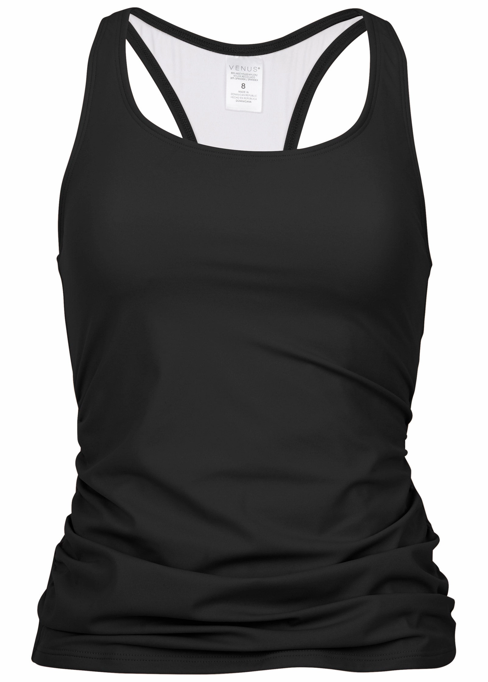 Ruched Racer Back Tankini - Black Beauty