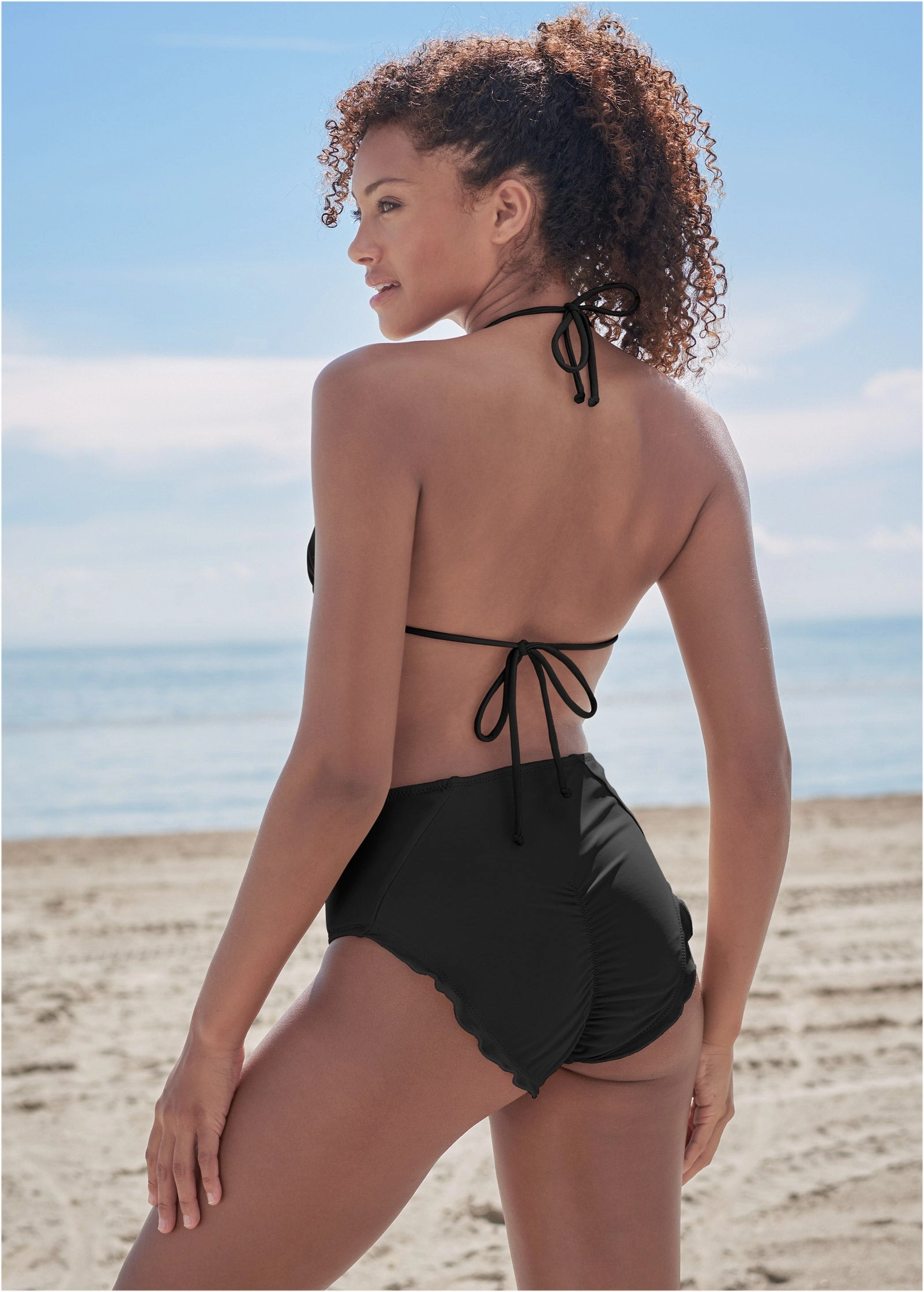 Ruffle Mid-Rise Bottom - Black Beauty