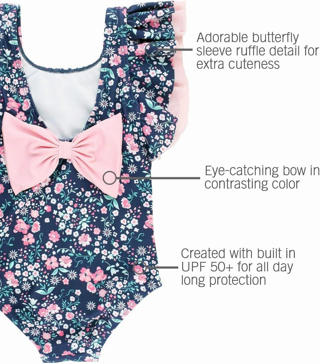 RuffleButts? Baby/Toddler Girls Ruffle Strap One Piece Swimsuit w/UPF 50  Sun Protection