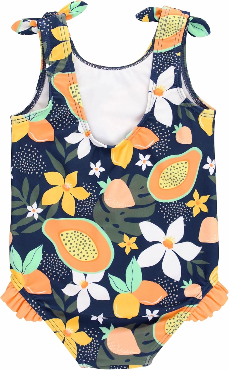 RuffleButts Girls UPF50  Sun Protection Tie Shoulder/Cross Back One Piece Swimsuit