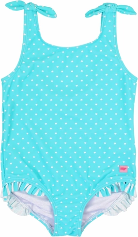 RuffleButts Girls UPF50  Sun Protection Tie Shoulder/Cross Back One Piece Swimsuit