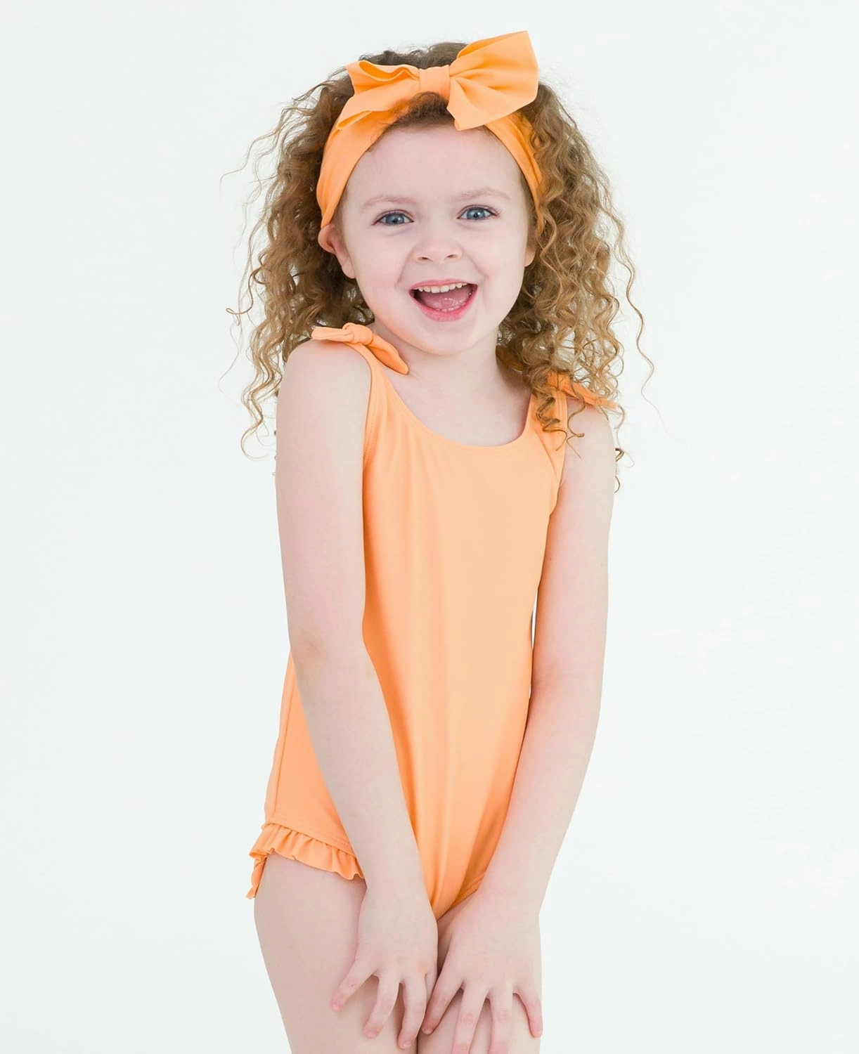 RuffleButts Girls UPF50  Sun Protection Tie Shoulder/Cross Back One Piece Swimsuit