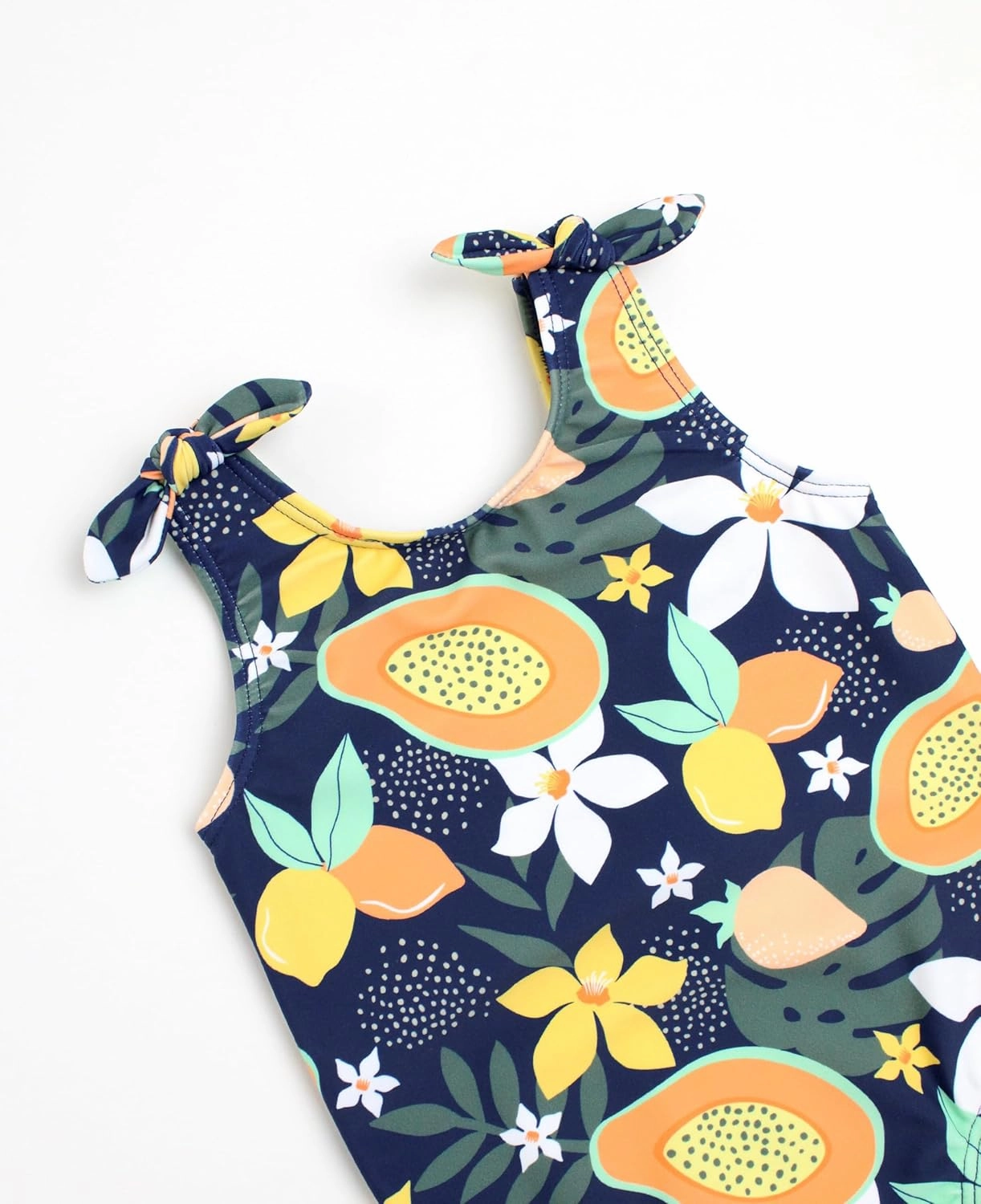 RuffleButts Girls UPF50  Sun Protection Tie Shoulder/Cross Back One Piece Swimsuit